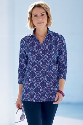 Cotton Jersey Cross Over Placket Tunic